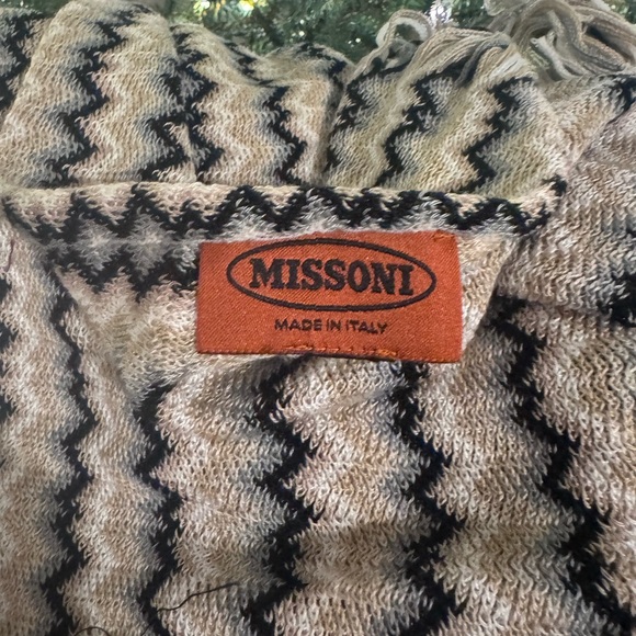 Missoni Chevron Knit Scarf in Black and Cream - Picture 2 of 2